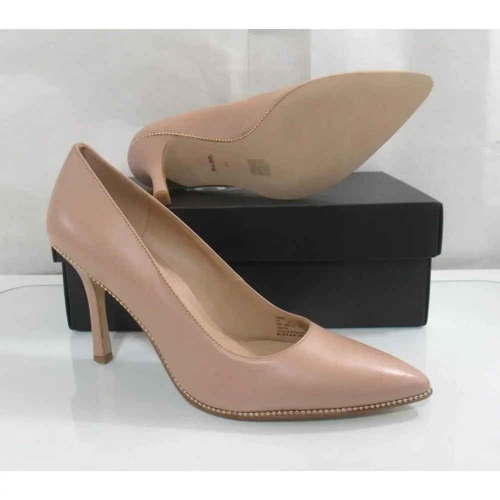NEW Coach Samantha Leather Studded Dress Pump Pointed Toe Pale Blush Size 10